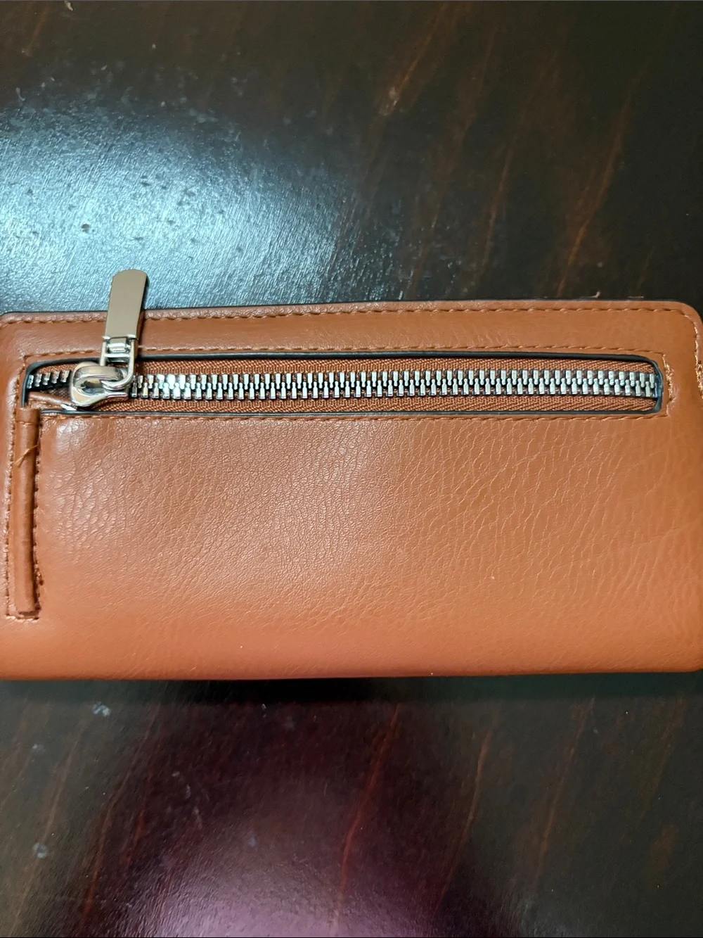 NWOT- Tan Women's Long Leather Wallet - Classic Zip Clutch - Never Used